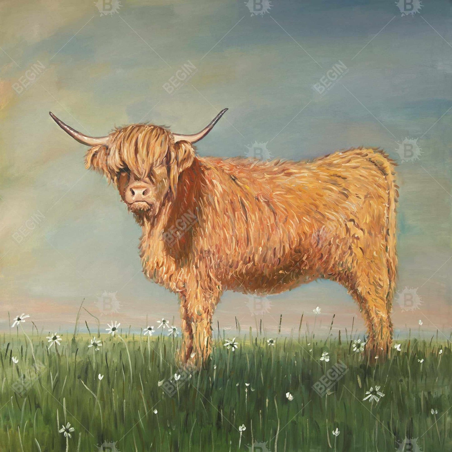 Daisy the Highland Cow Rustic Canvas - Farm Animal Home Decor