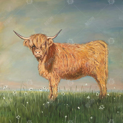 Daisy the Highland Cow Rustic Canvas - Farm Animal Home Decor