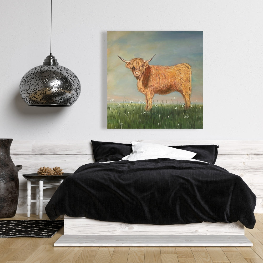 Daisy the Highland Cow Rustic Canvas - Farm Animal Home Decor