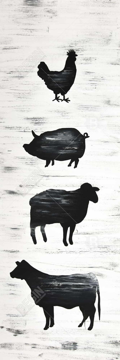 Toile encadrée Animaux de la ferme noir et blanc - Décoration d'intérieur
