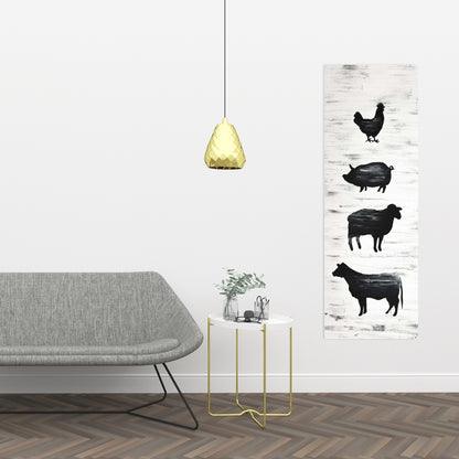 Farm Animals Canvas | Black & White Wall Art Home Decor