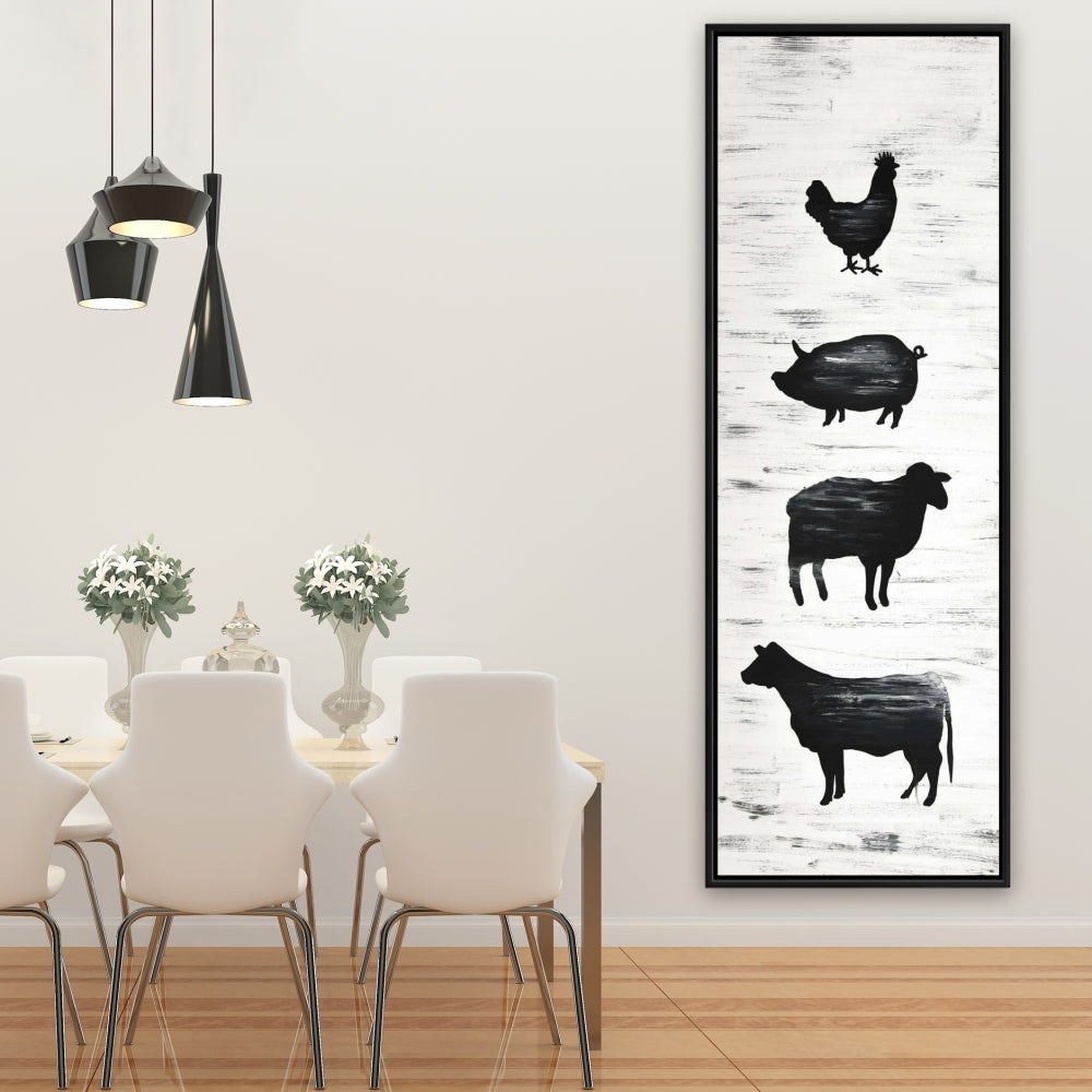 Toile encadrée Animaux de la ferme noir et blanc - Décoration d'intérieur