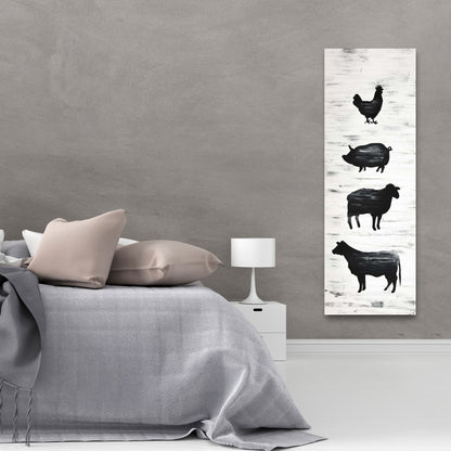 Farm Animals Canvas | Black & White Wall Art Home Decor