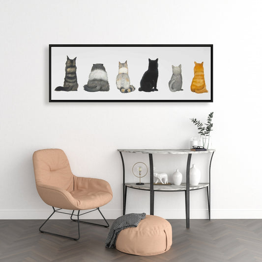 Toile « Six chats de dos » | Décoration d'intérieur