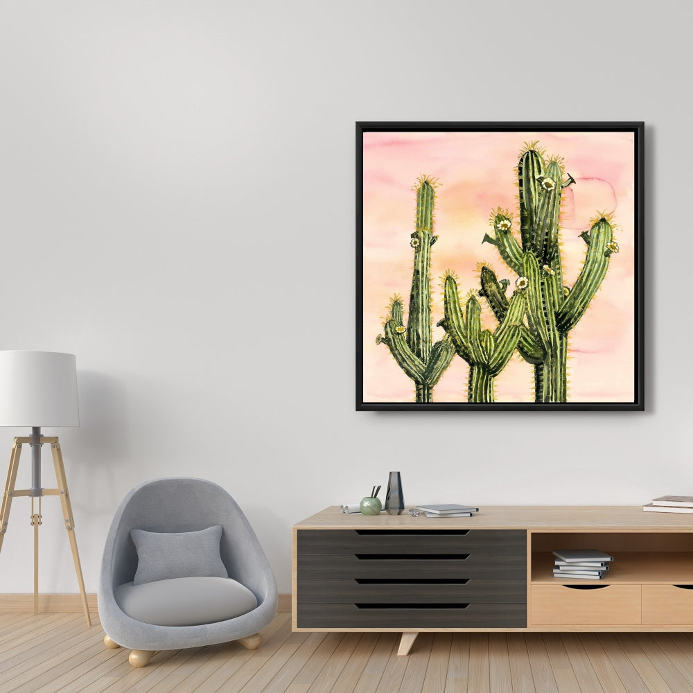 Pink Bedroom Floral Canvas | Weberocereus Cactus Decor