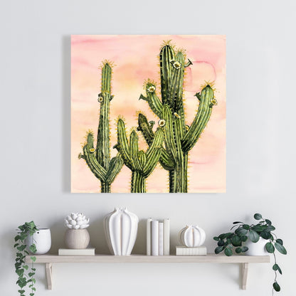Pink Floral Weberocereus Cactus Canvas | Botanical Home Decor