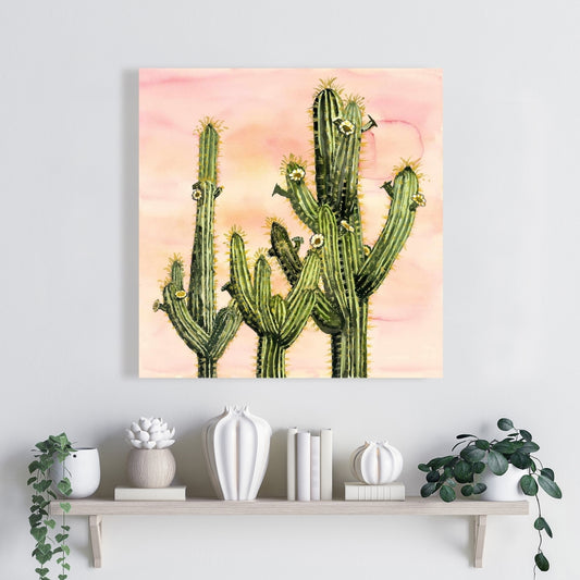 Pink Floral Weberocereus Cactus Canvas | Botanical Home Decor