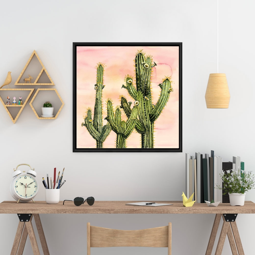 Pink Bedroom Floral Canvas | Weberocereus Cactus Decor