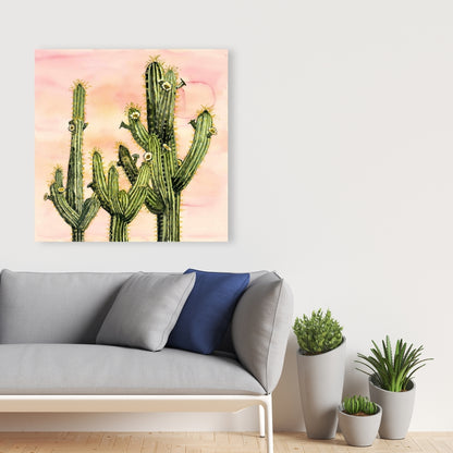 Pink Floral Weberocereus Cactus Canvas | Botanical Home Decor