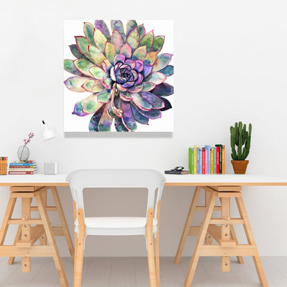 Multicolored Succulent Canvas | Exotic Botanical Bedroom Decor