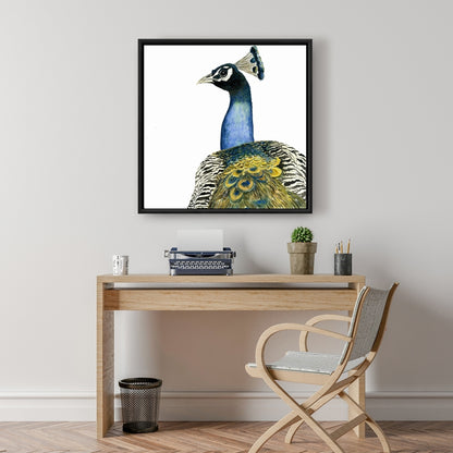 Watercolor Peacock Canvas | Bedroom Bird Wall Art Decor