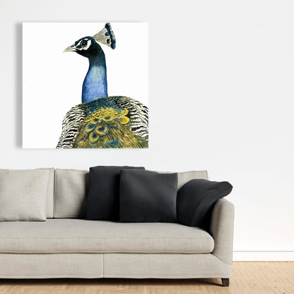 Watercolor Peacock Canvas | Bird Bedroom Decor | Home Art