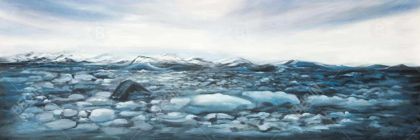 Toile « Glaciers en Islande » | Décoration murale encadrée « Blue Mountains »