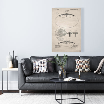 Toile vintage beige avec motif de football | Décoration d'intérieur