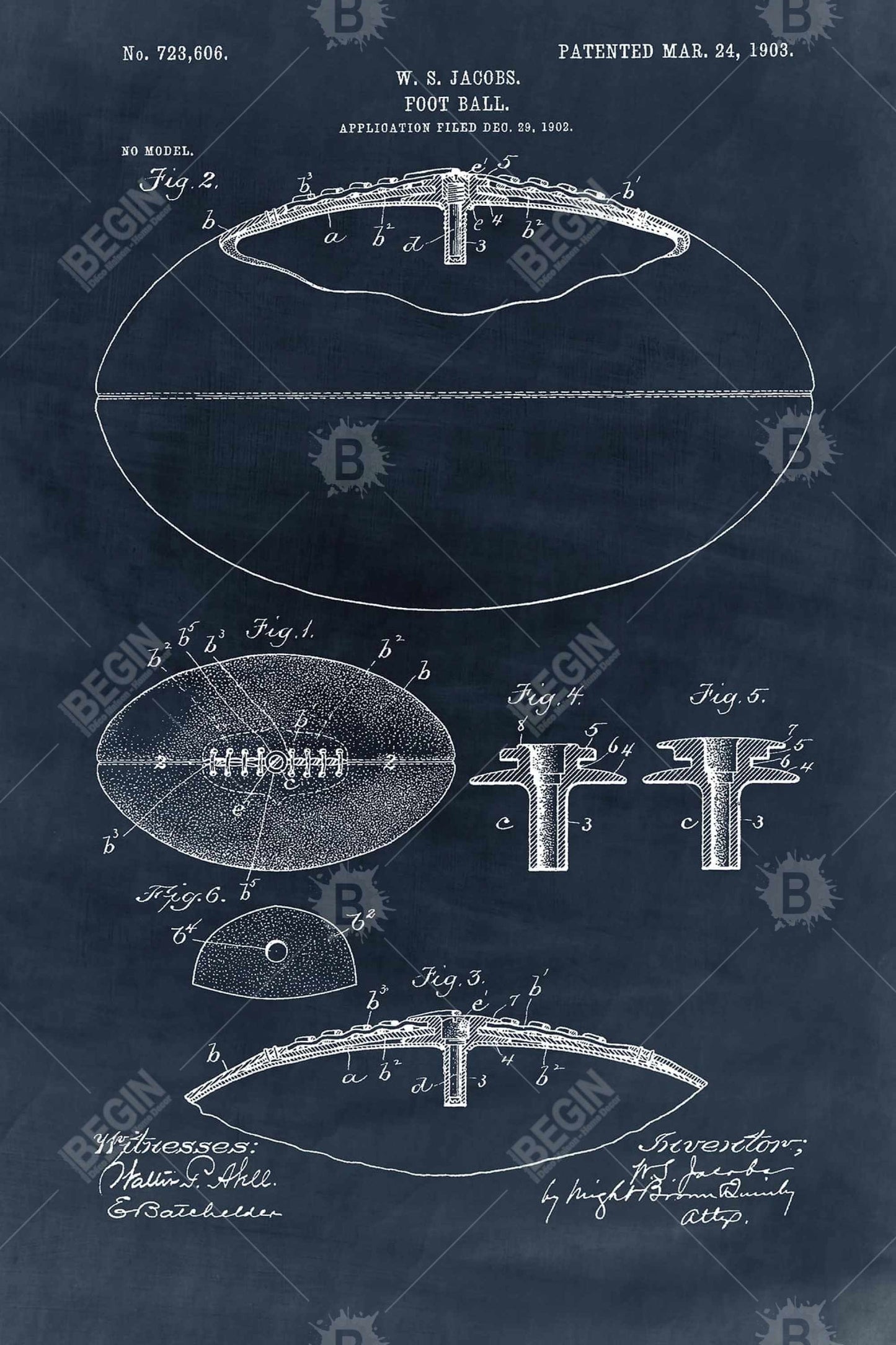 Toile encadrée vintage | Plan de football bleu pour décoration d'intérieur