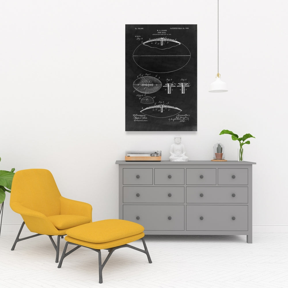 Black Blueprint Football Canvas - Vintage Sports Wall Art Decor