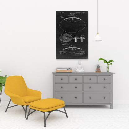 Black Blueprint Football Canvas - Vintage Sports Wall Art Decor