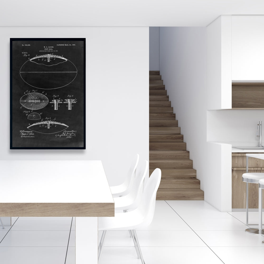 Black Vintage Framed Canvas | Football Blueprint Wall Art