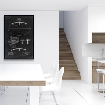 Black Vintage Framed Canvas | Football Blueprint Wall Art