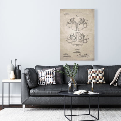 Schéma de protection pour vêtements de football sur toile – Décoration vintage