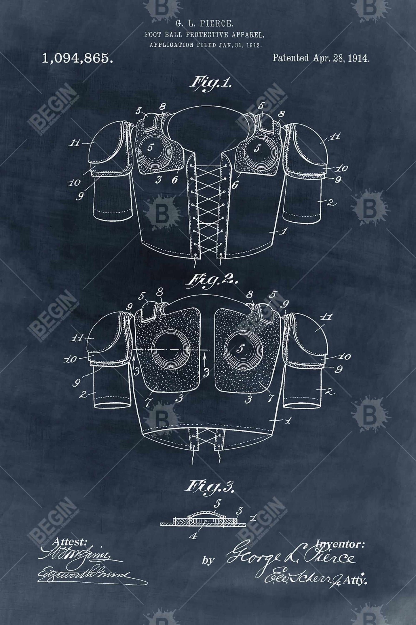 Plan de protection pour footballeurs | Décoration vintage en toile bleue