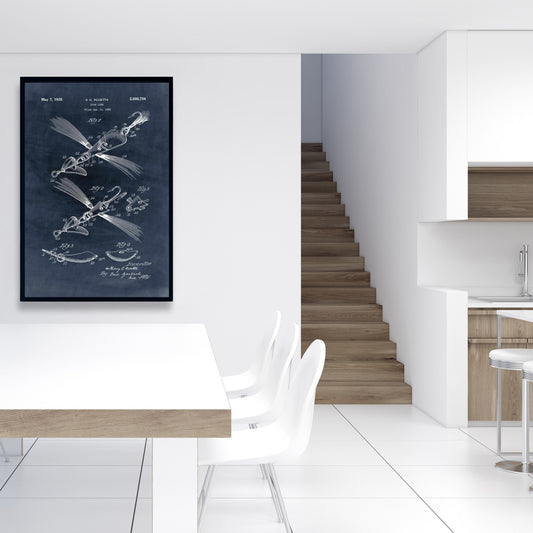 Blueprint Fish Lure Canvas | Sports & Games Home Decor