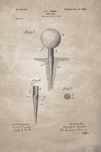 Plan beige d'un tee de golf | Décoration d'intérieur vintage sur toile