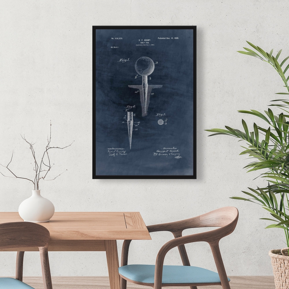 Blueprint of Golf Tee | Man Cave Home Decor Framed Canvas