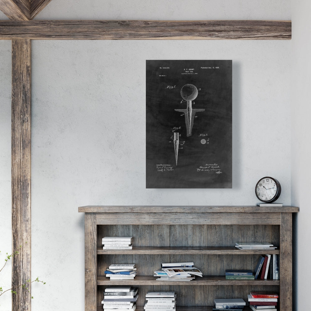 Black Blueprint Golf Tee Canvas | Home Decor Art Prints
