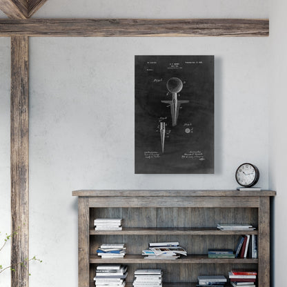 Black Blueprint Golf Tee Canvas | Home Decor Art Prints