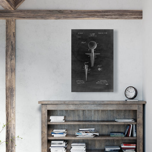 Black Blueprint Golf Tee Canvas | Home Decor Art Prints