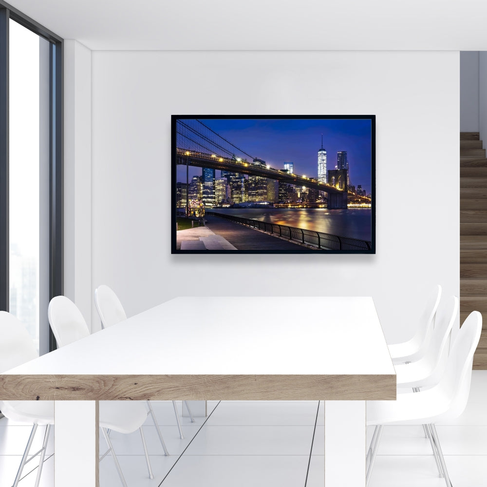 Toile encadrée « Ville la nuit » | Décoration de salon industriel