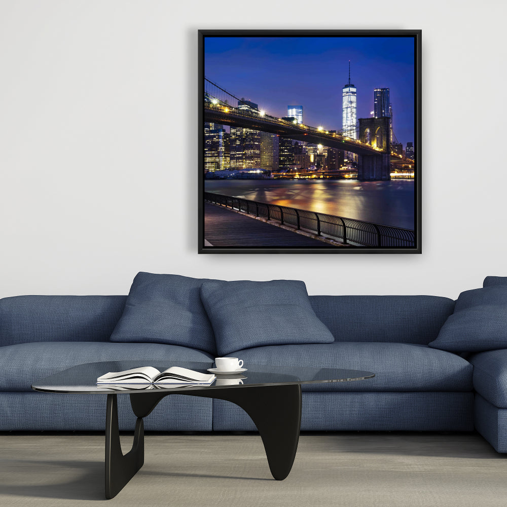Toile encadrée « Ville la nuit » | Décoration de salon industriel