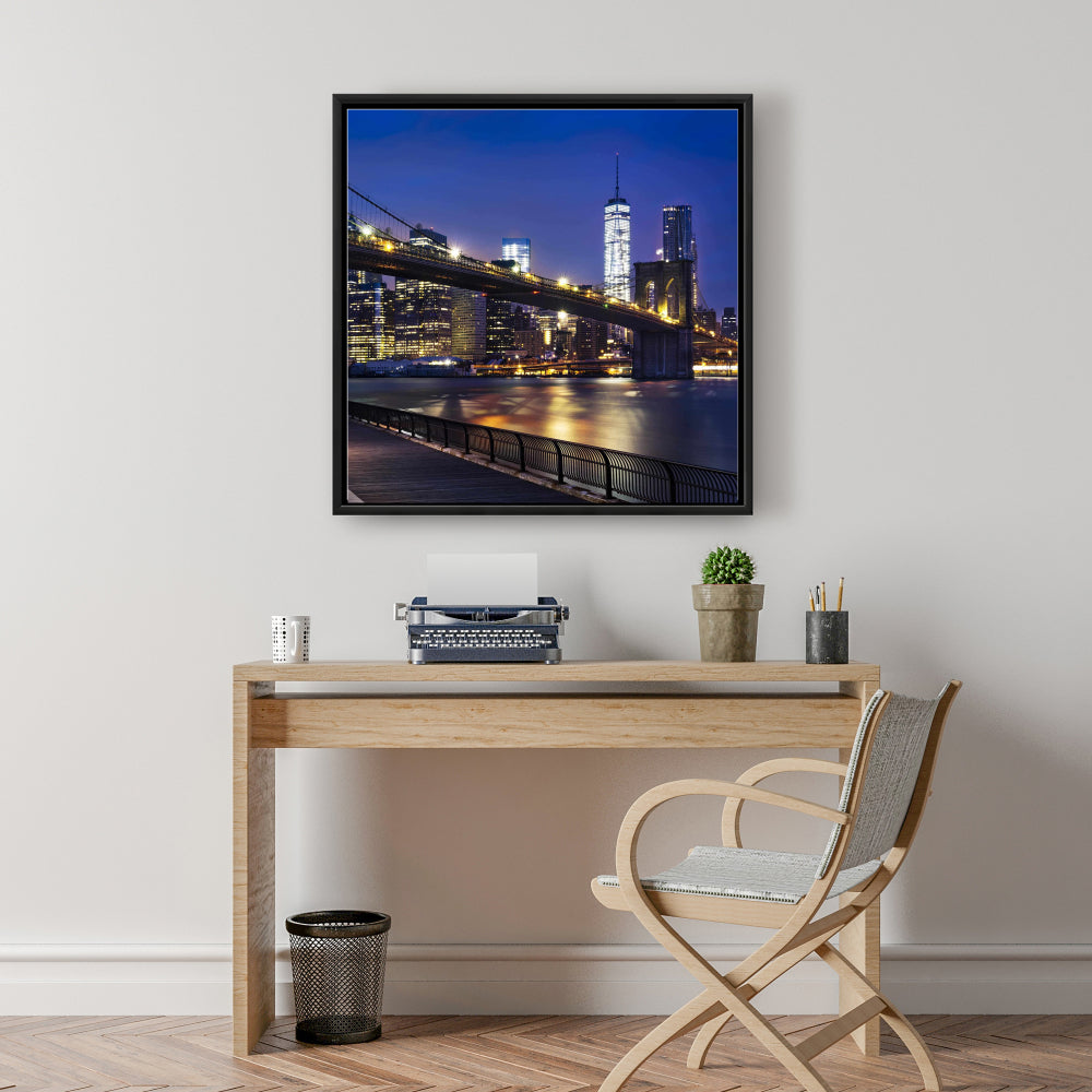 Toile encadrée « Ville la nuit » | Décoration de salon industriel