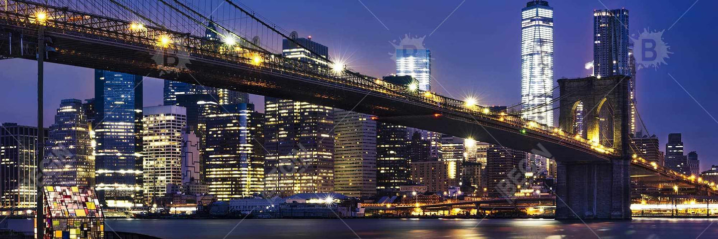 City at Night Canvas | Blue Building Cities Home Decor Art