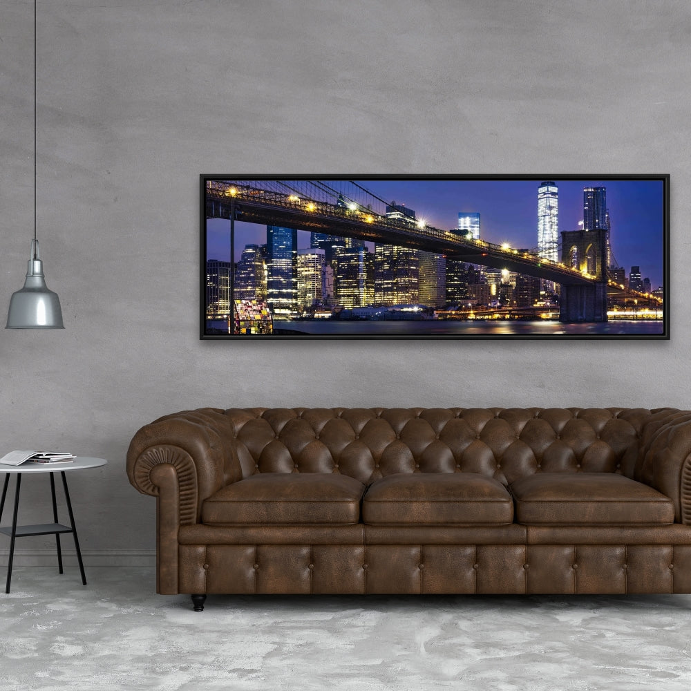 Toile encadrée « Ville la nuit » | Décoration de salon industriel