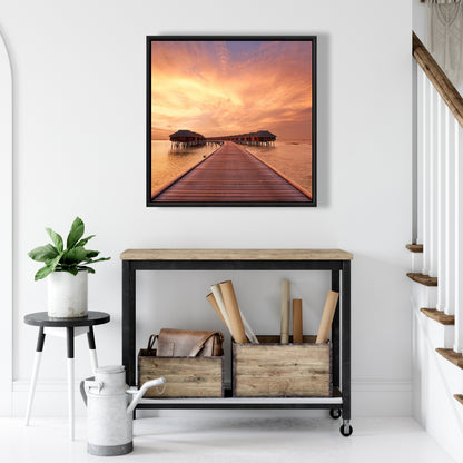 Toile corail pour chambre à coucher Sea Villas | Décoration d'intérieur encadrée