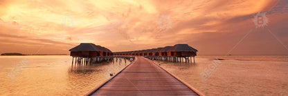 Toile corail pour chambre à coucher Sea Villas | Décoration d'intérieur encadrée