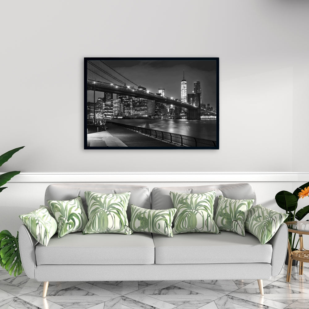 Toile encadrée « Ville sous la nuit » - Décoration d'intérieur urbaine