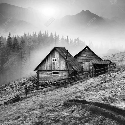 Mountain Carpathian Village Minimalist Trees Canvas | Home Decor