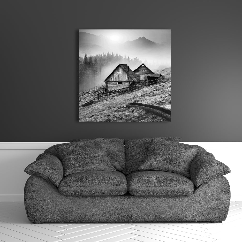 Mountain Carpathian Village Minimalist Trees Canvas | Home Decor