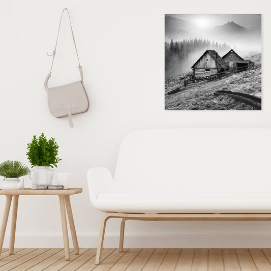 Mountain Carpathian Village Minimalist Trees Canvas | Home Decor
