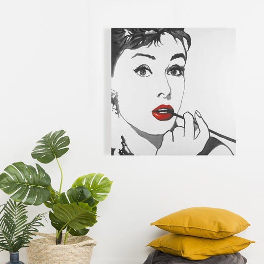 Audrey Hepburn Outline Canvas | White Beauty Wall Art Decor