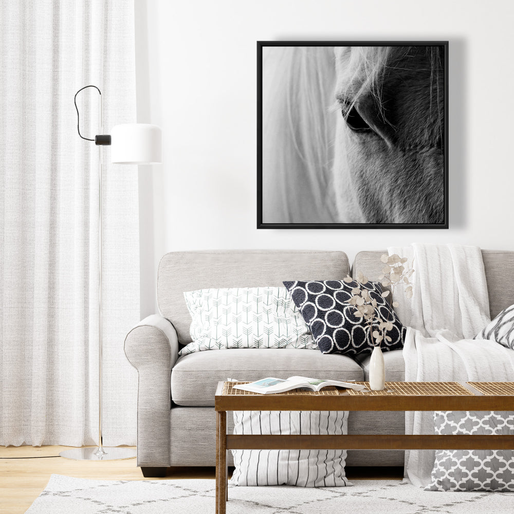 Monochrome Gray Bedroom Canvas - The White Horse Eye Decor
