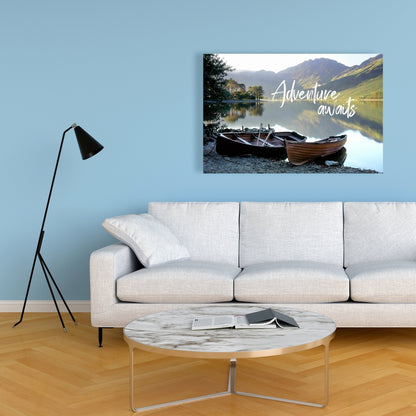 Adventure Awaits Canvas | Scandinavian Green Motivational Decor