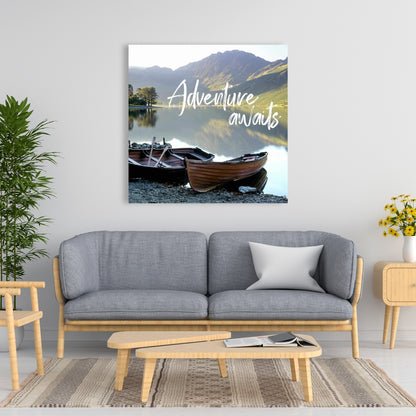 Adventure Awaits Canvas | Scandinavian Green Motivational Decor