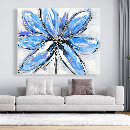 Blue Flower Botanical Canvas - Contemporary Home Decor Art
