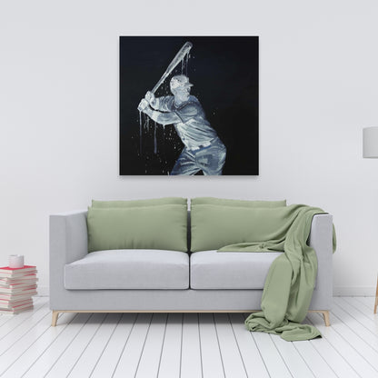 Toile de joueur de baseball | Décoration d'intérieur sportive américaine bleue