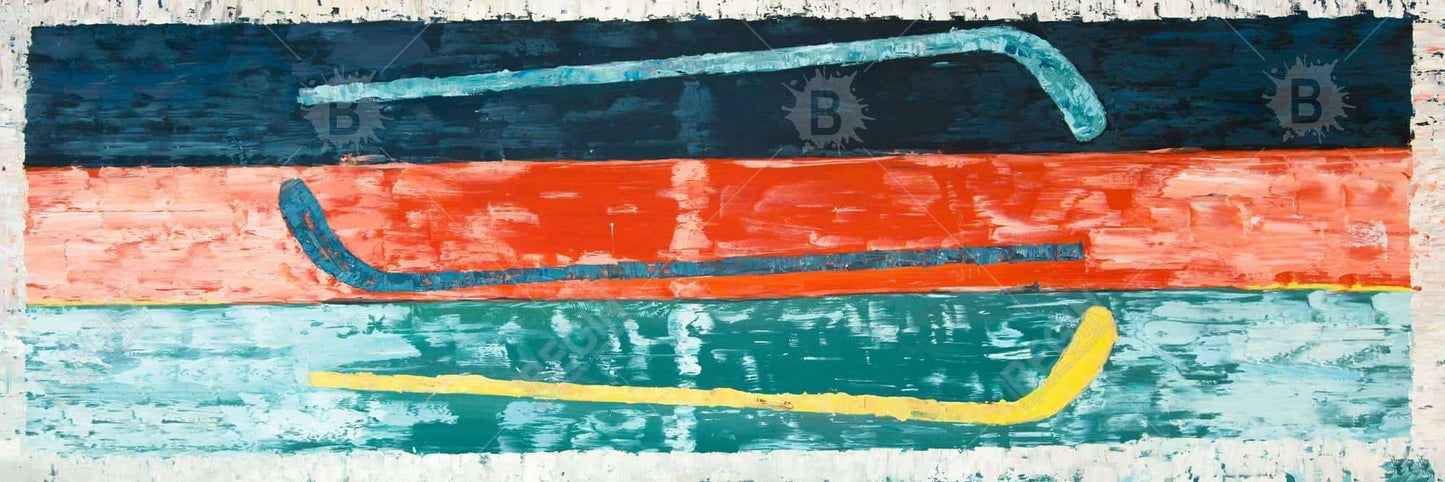 Abstract Hockey Sticks Canvas | Contemporary Blue Wall Art