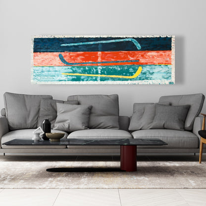 Abstract Hockey Sticks Canvas | Contemporary Blue Wall Art